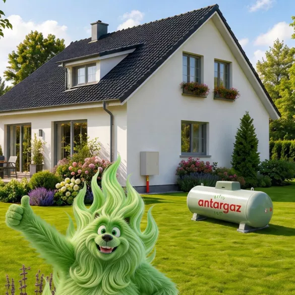 Caz d'Antargaz auprès d'une citerne à gaz avec boîte de façade